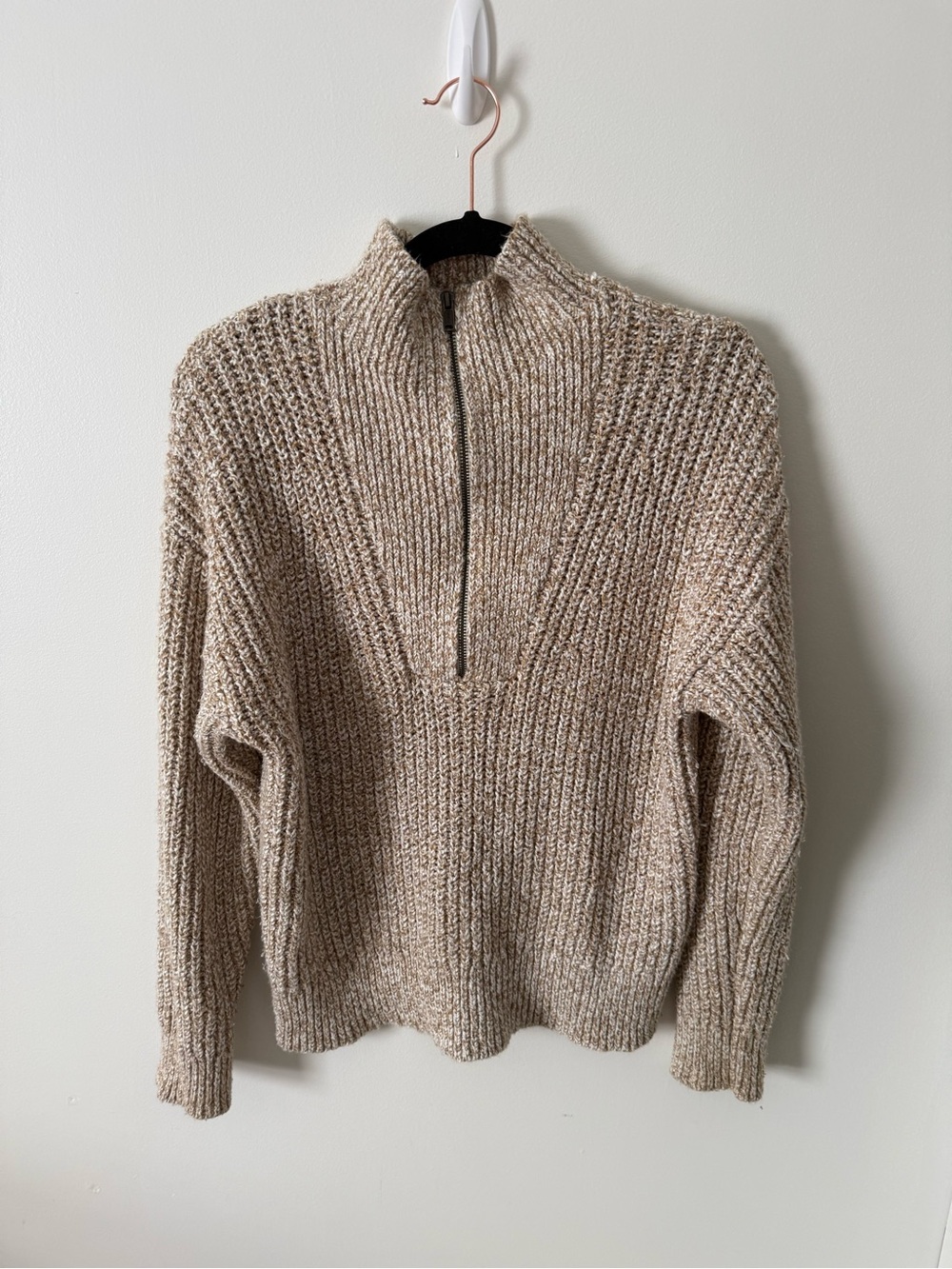 Gap Women’s Half-Zip Ribbed Knit Sweater - Beige